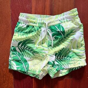 Janie and Jack Green Leaf Print Swim Shorts